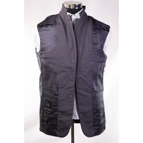 Jos. A. Bank Men 2 Button Grey Blazer 39R Wool Regular Fit Coat Jacket Striped - Picture 9 of 12